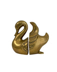 Vintage Brass Swan Bookends- A Pair