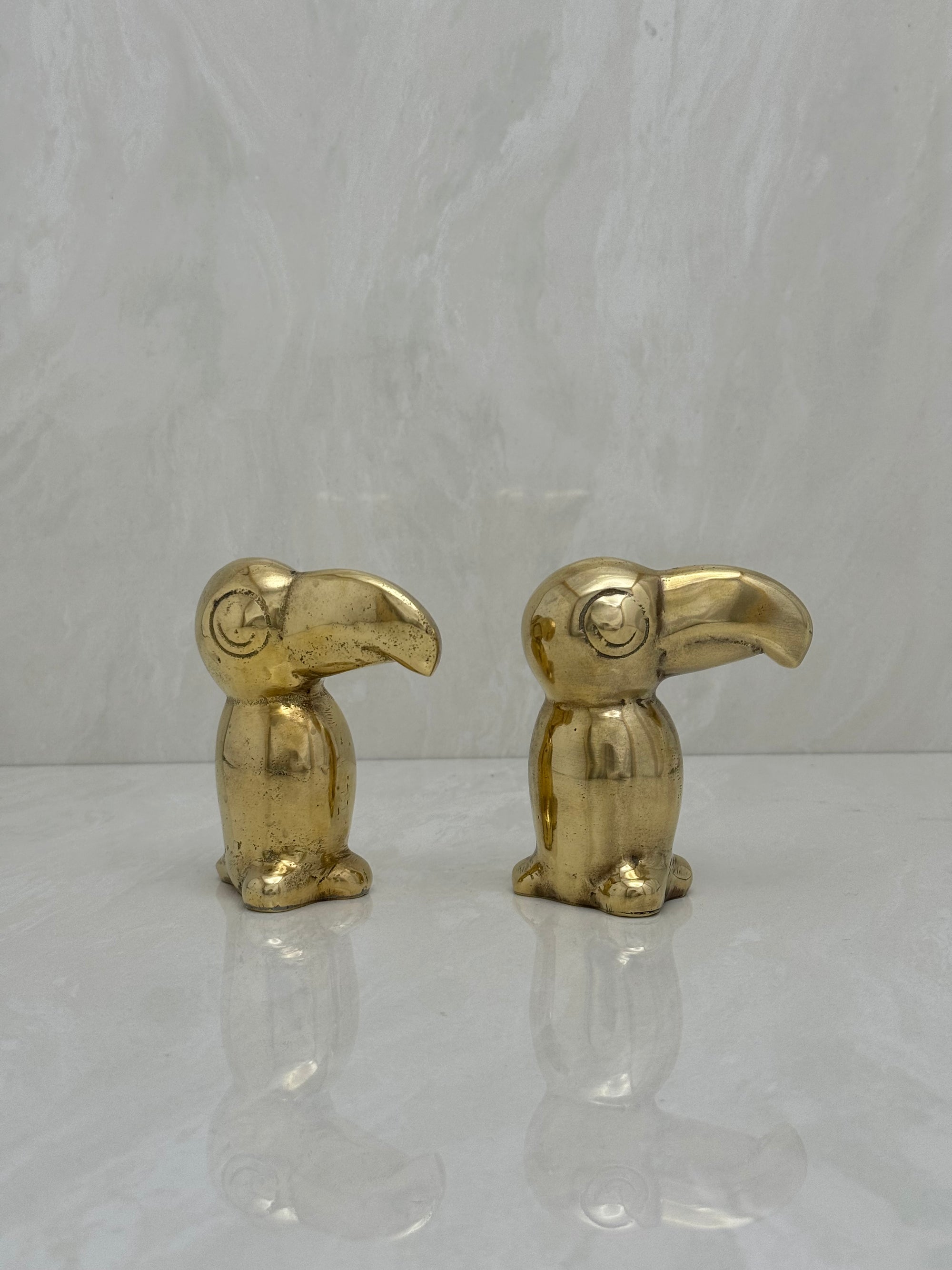 Small Vintage Brass Toucans-A Pair