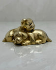 Cute Small Vintage Brass Sleeping Bulldog Puppies-A Collectible