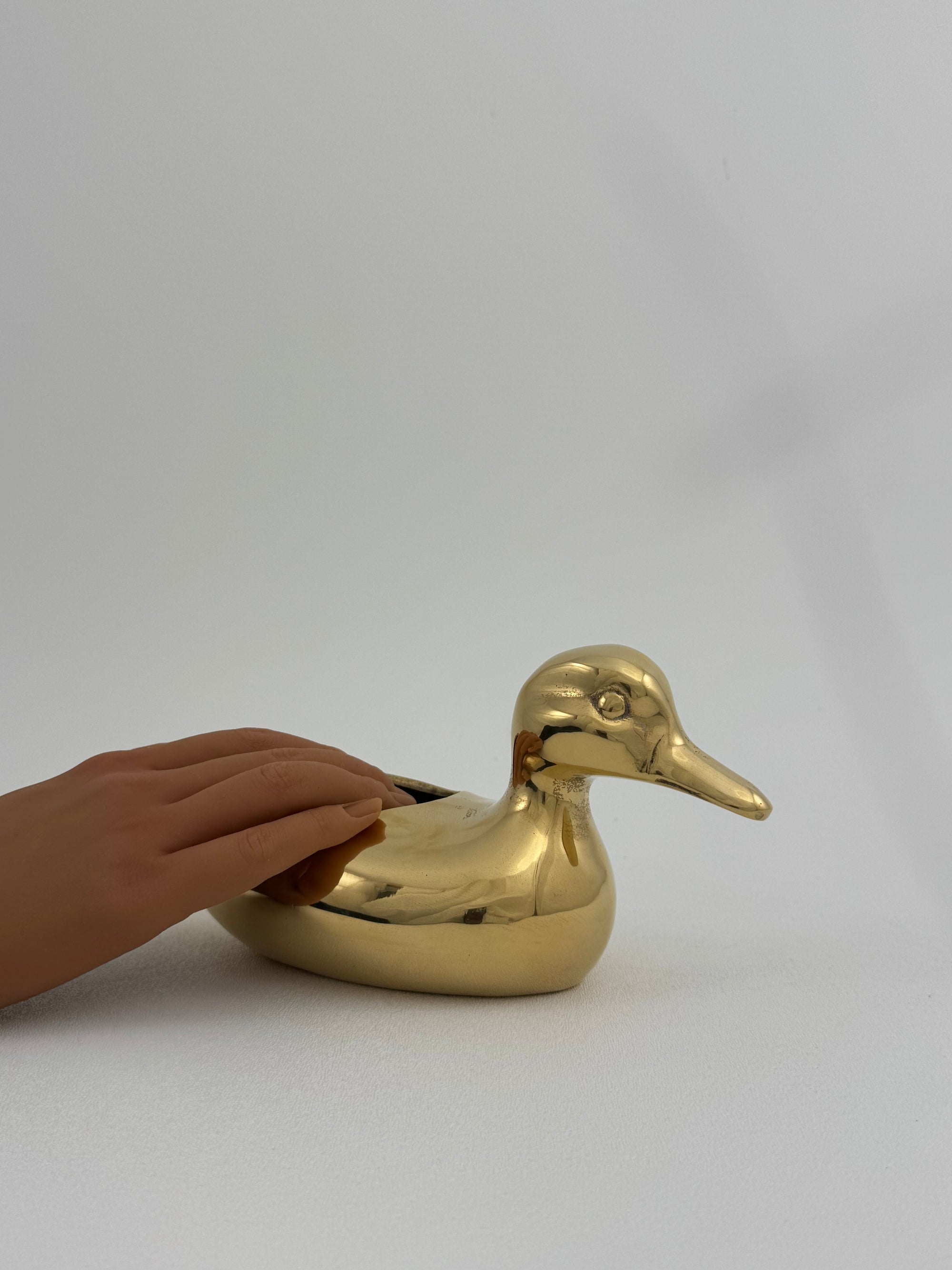 Vintage Brass Duck Stash Pot