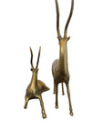 Vintage Mid-Century Brass Antelope Sculptures – Pair