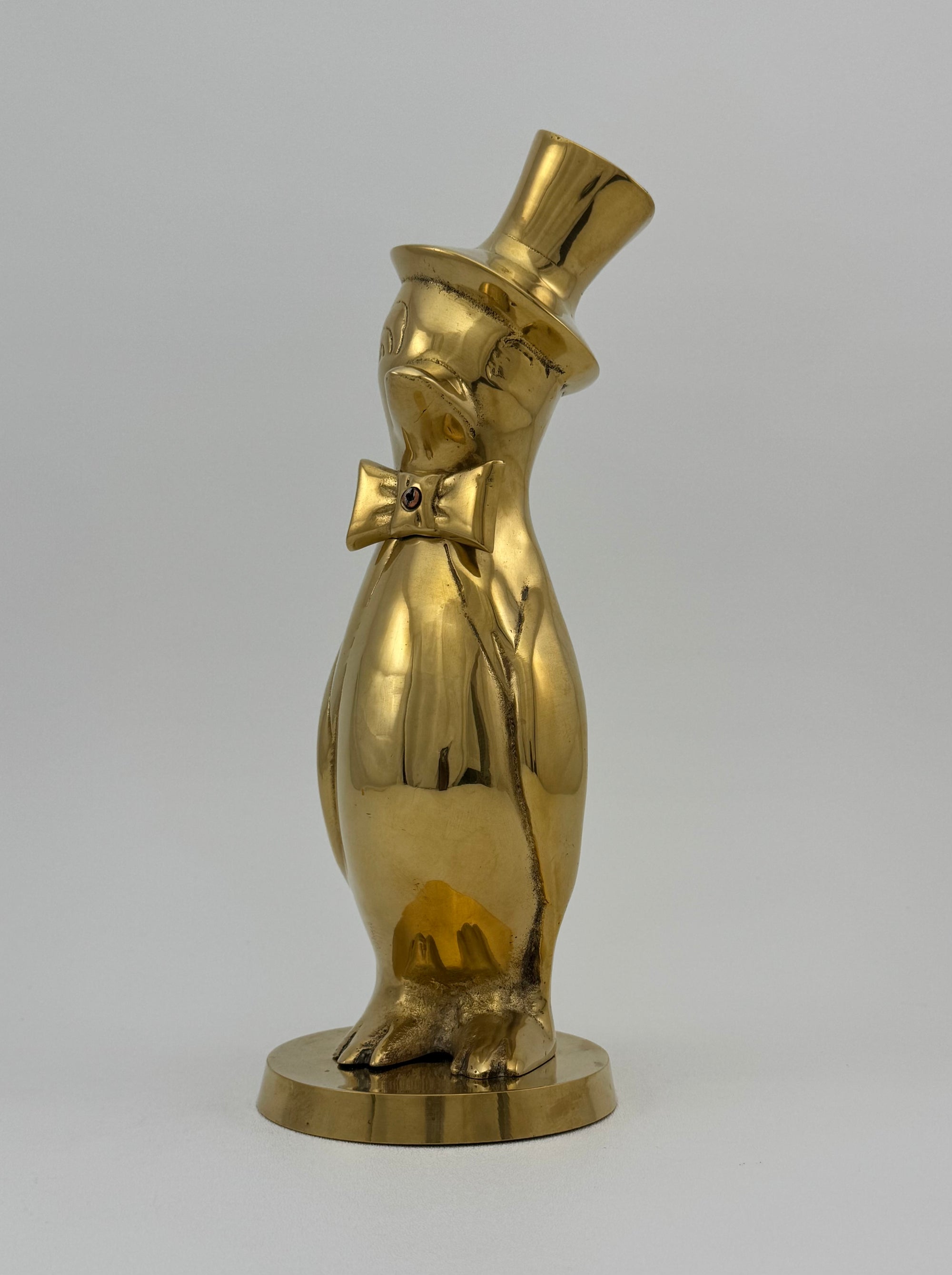 Vintage Brass Penguin in Top Hat- A Coin/Wish Bank