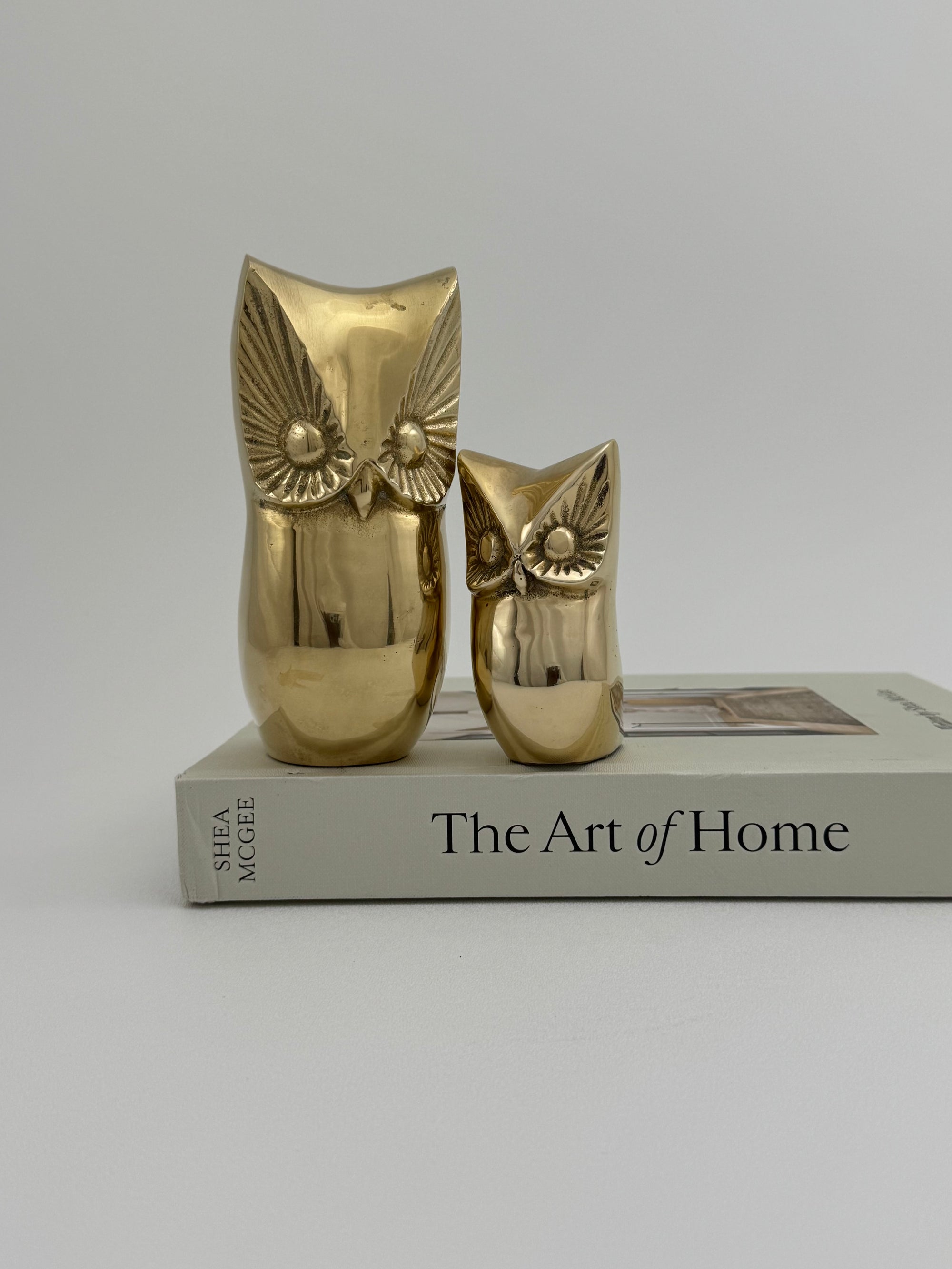 Vintage Brass Owl and Owlet-Pair