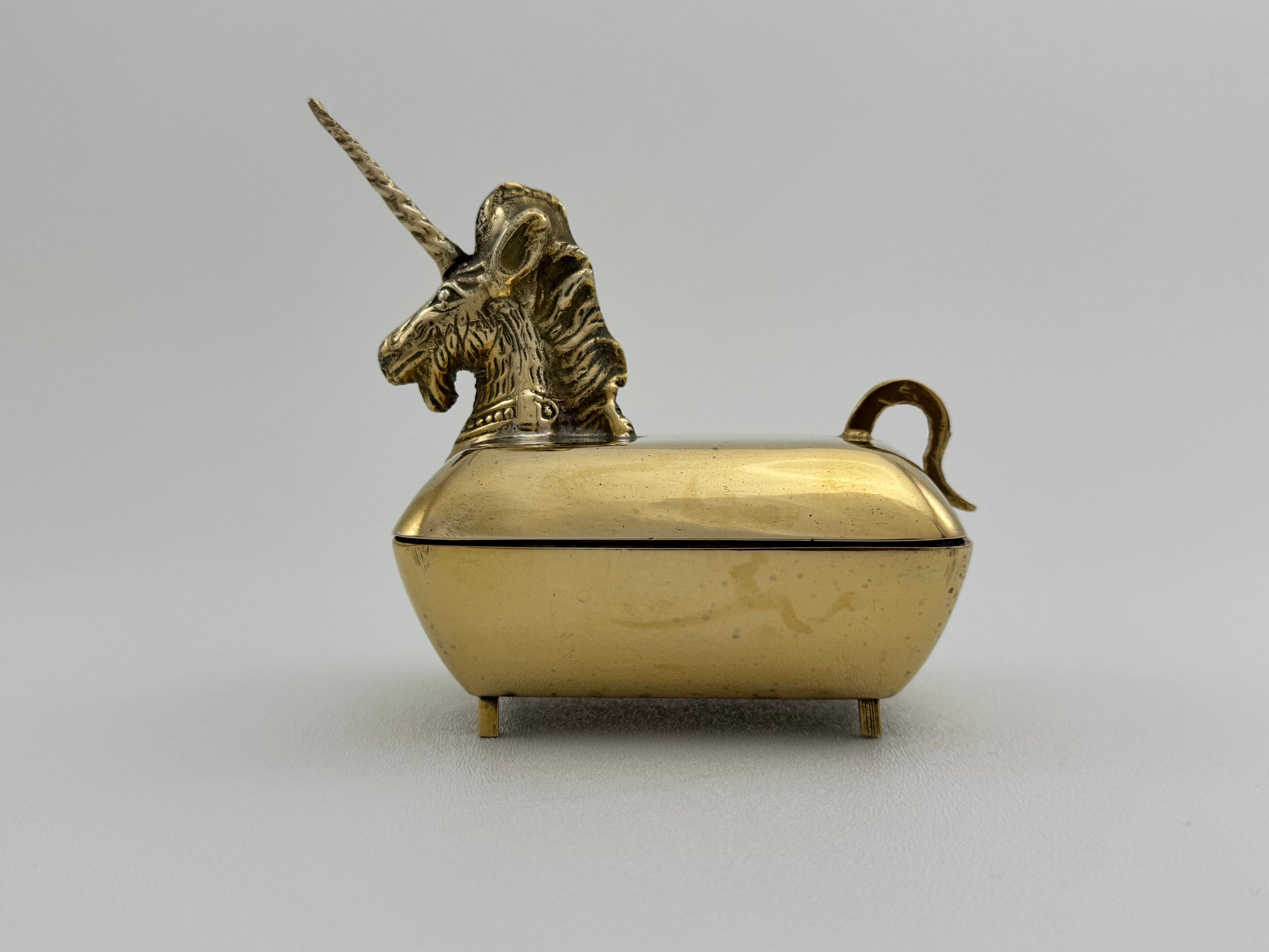 Vintage Brass Unicorn Trinket Box