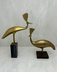 Vintage Brass Peacocks on Marble Bases- A Pair by Rosenthal Netter