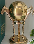 Vintage Brass Horsehead Stand with Gazing Ball