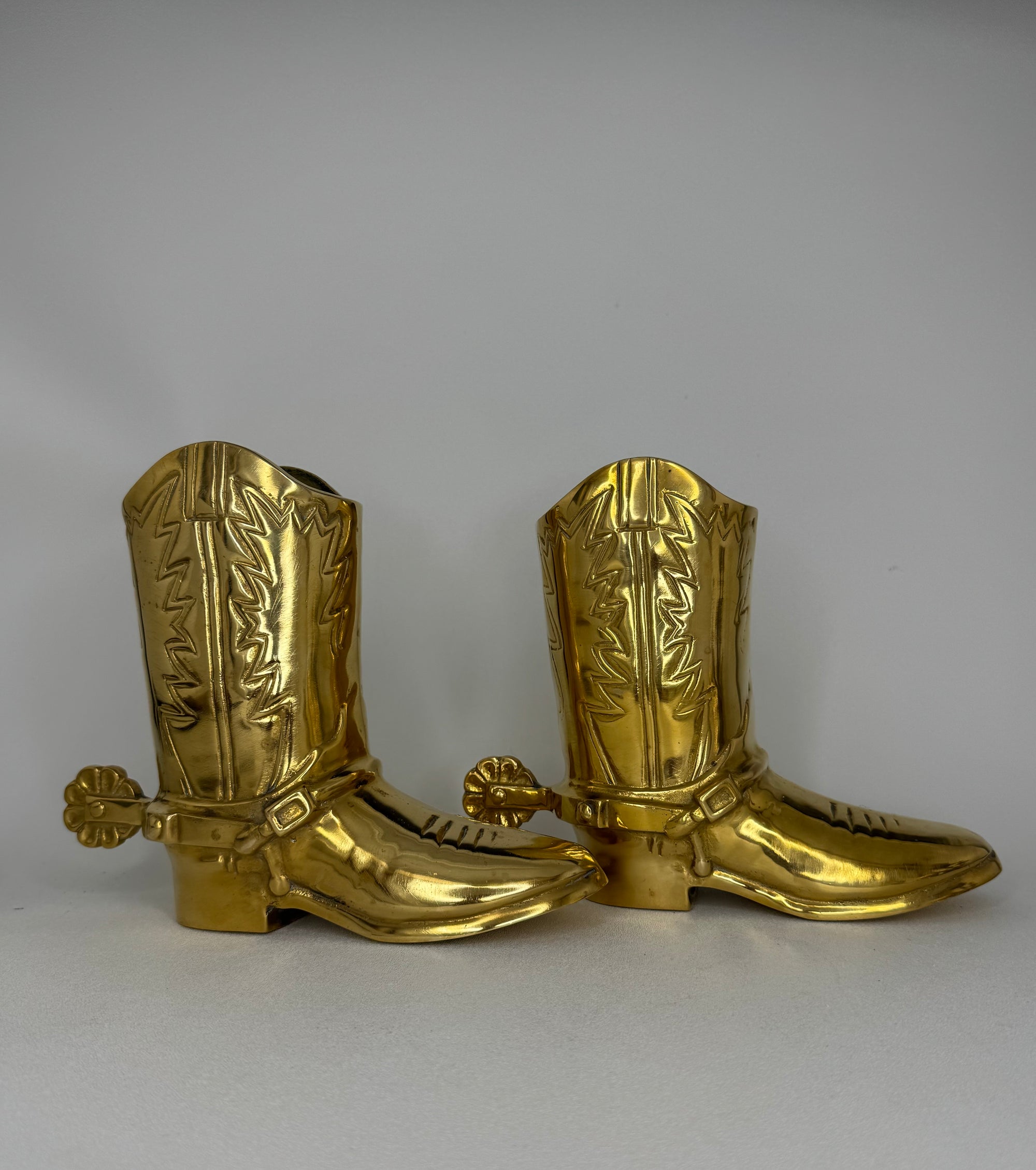 Vintage Brass Cowboy Boots