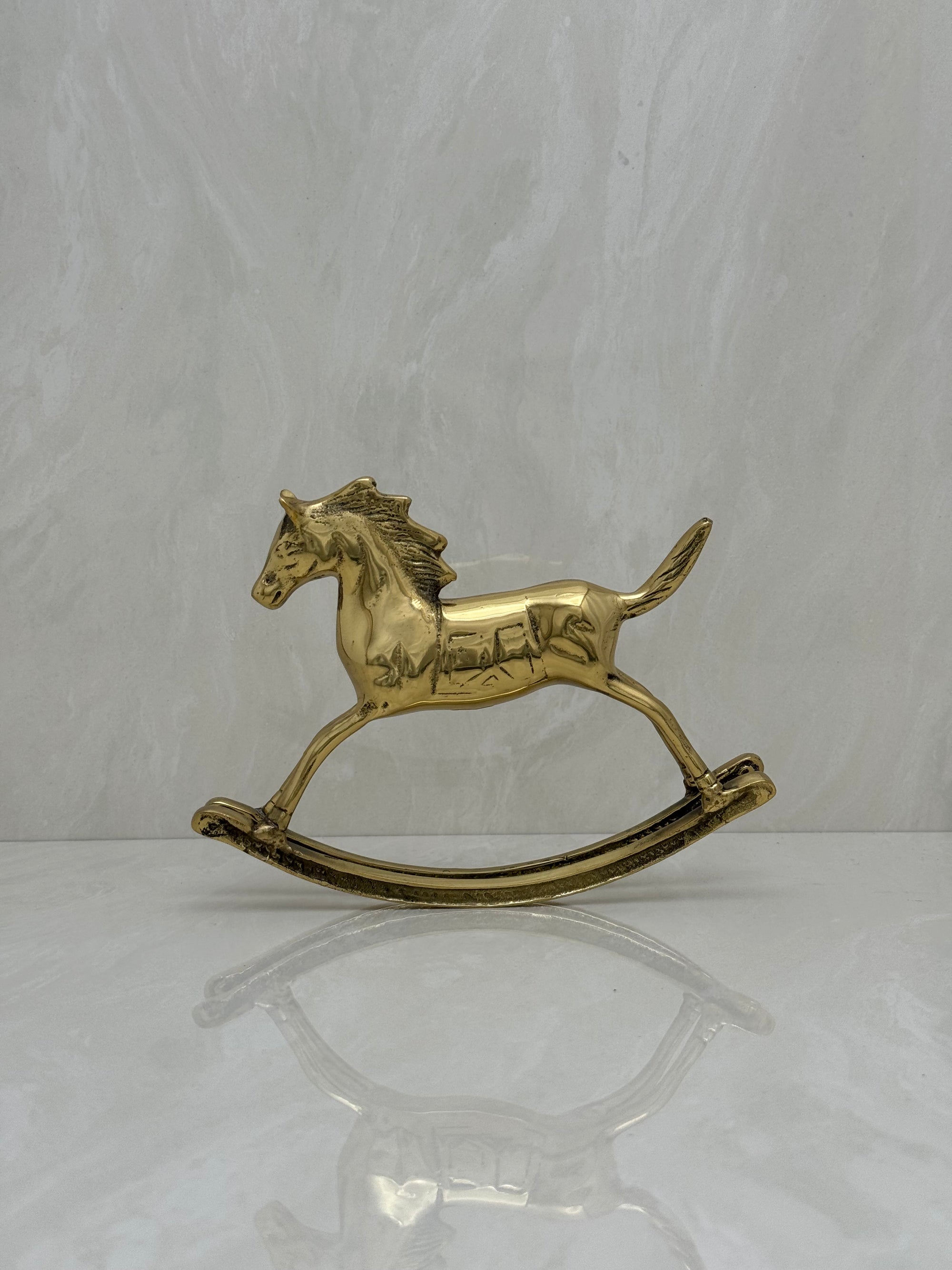 Vintage Brass Rocking Horse Figurine