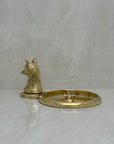 Vintage Brass Fox Head Dresser Tray