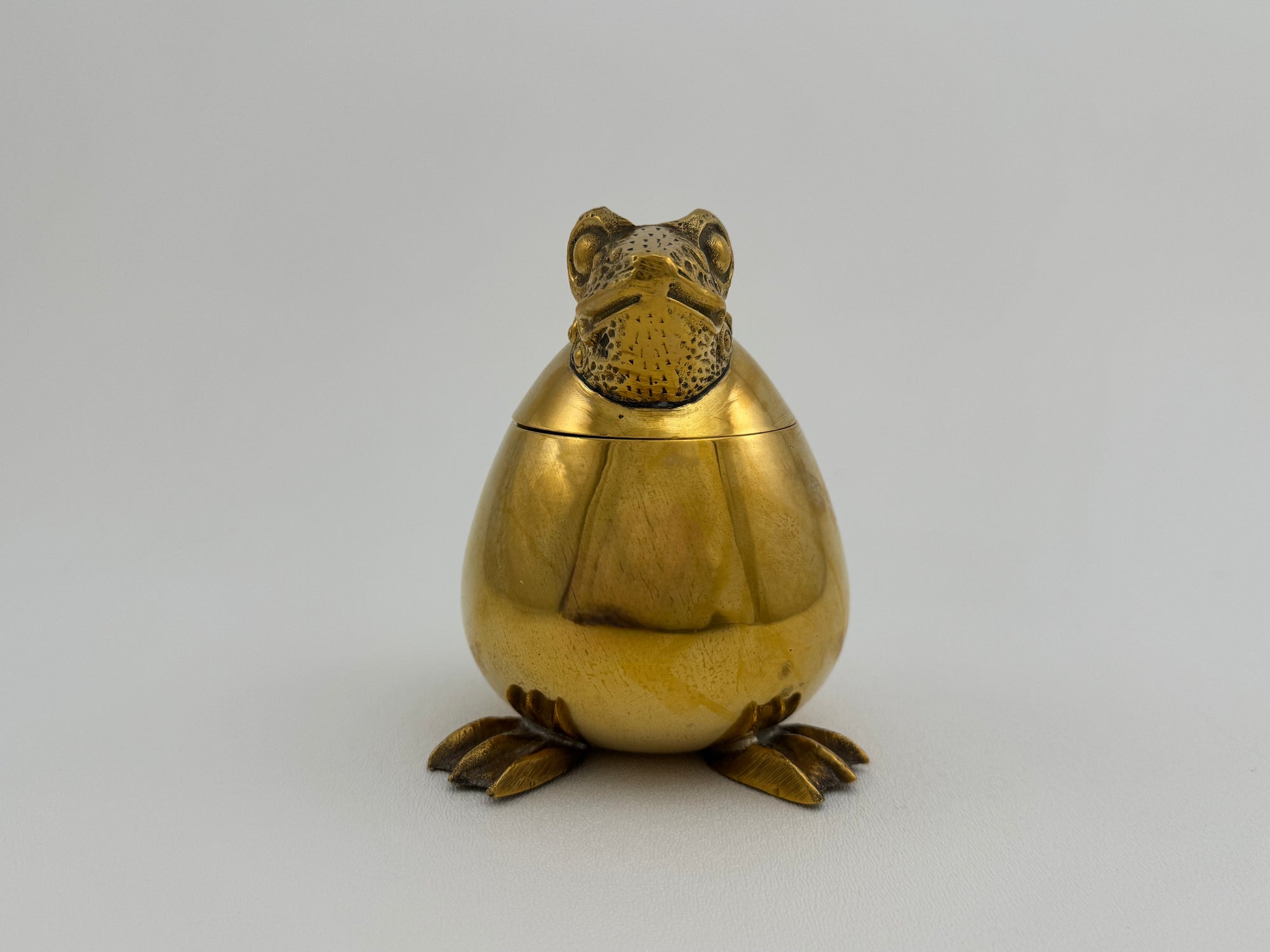 Vintage Brass Frog Lidded Trinket/Candle Pot