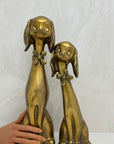 Large Vintage Brass Puppy Duo-A Pair