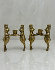 Vintage Bronze Pig Chef Candleholders-A Pair