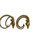 Small Vintage Brass Ram Head Sculptures – Hollywood Regency Mid-Century Pair