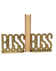Vintage Brass “BOSS” Bookends | Mid-Century Modern Office Decor