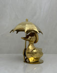 Vintage Brass Duck Under Umbrella