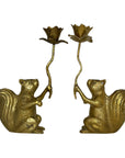 Brass/Bronze Squirrel Candleholders-A Pair