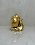 Vintage Brass Mama Bear and Cub on Rock