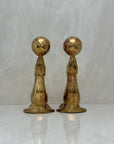 Vintage Brass Seal Bookends with Ball-A Pair