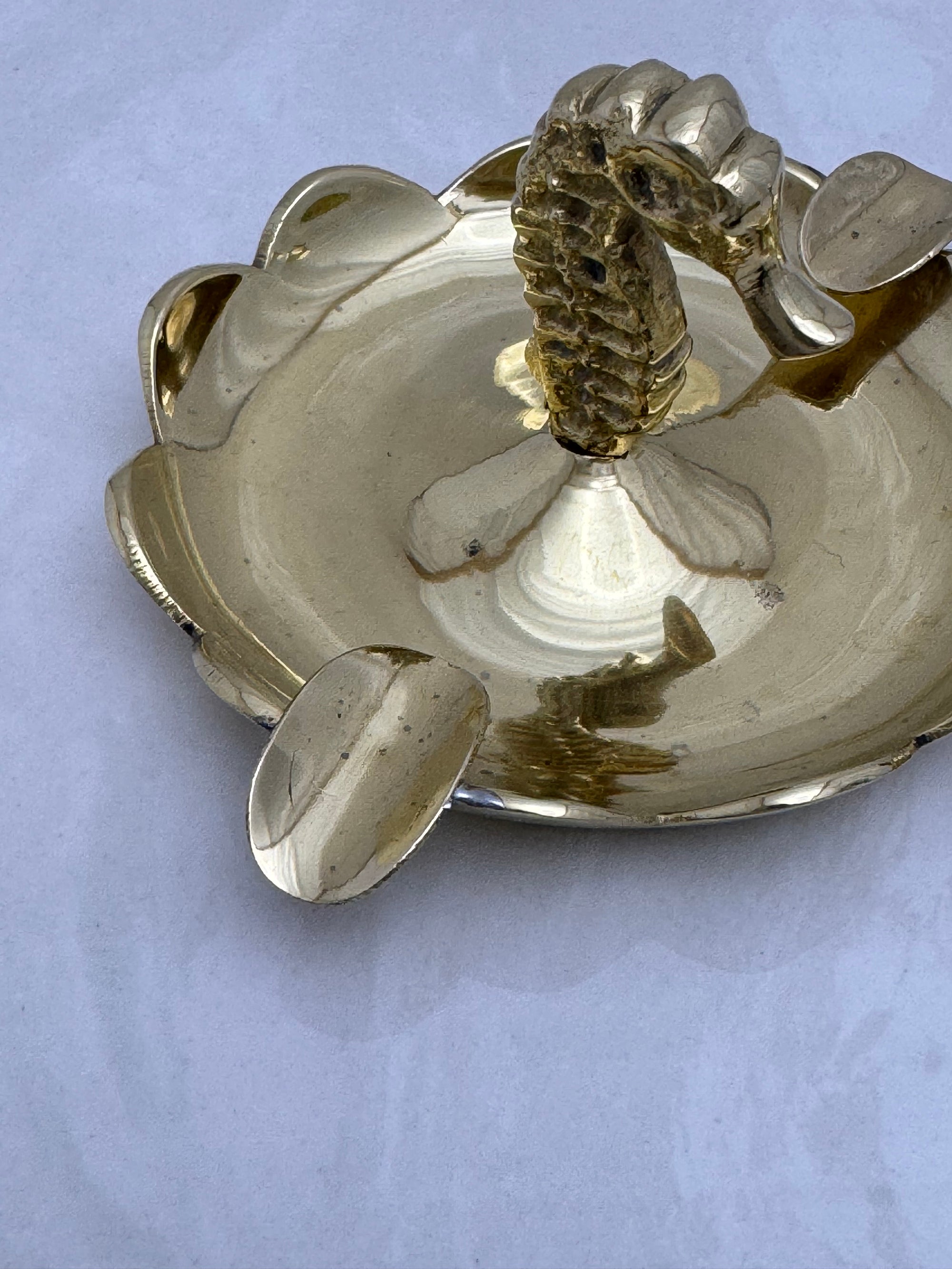 Vintage Small Brass Seahorse Ashtrays-A Pair