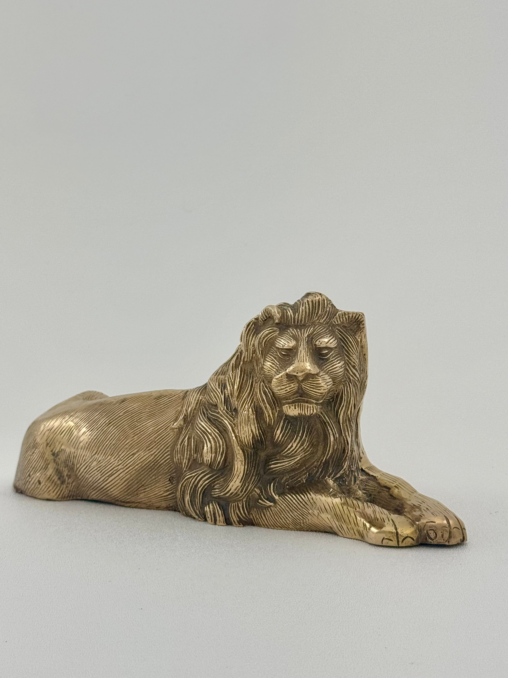 Vintage Brass Lion- A Regal Art Deco Figurine