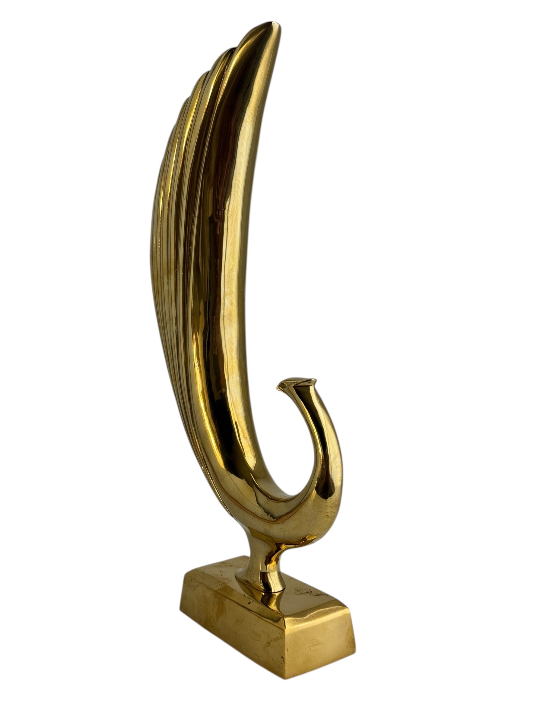 Vintage Mid-Century Brass Peacock Sculpture-17 Inches