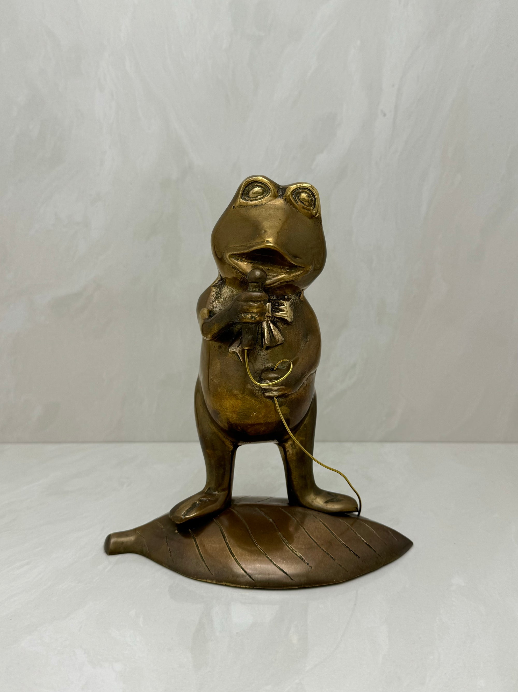 Vintage Brass Frog with Microphone