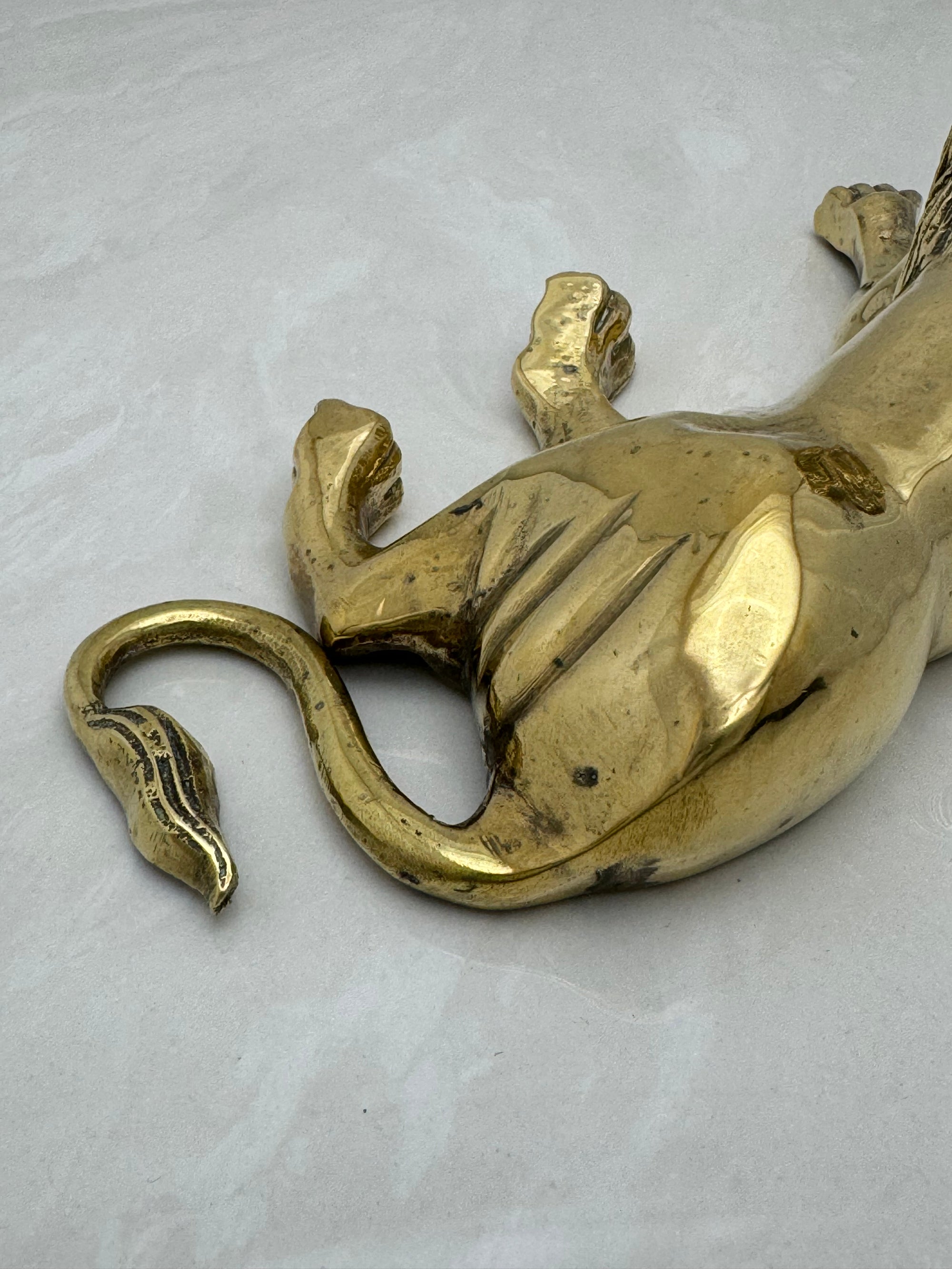 Highly Detailed Vintage Brass Lion