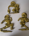 Vintage Brass Football Players Wall Hangings- A Set of Three by Gatco