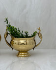 Vintage Brass Flower Bowls With Peacock Handles-A Pair