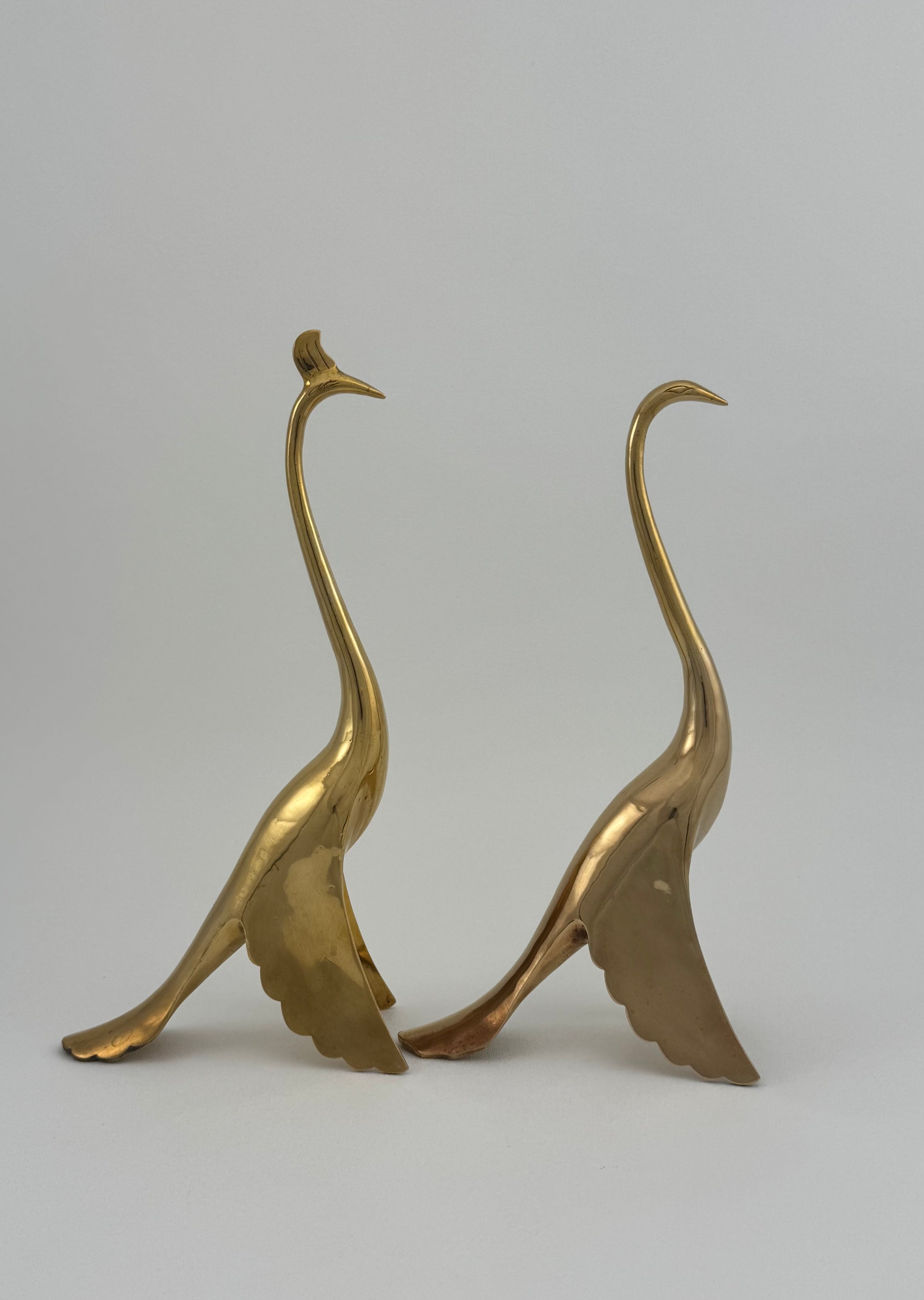 Vintage Brass MCM Peacock and Peahen- A Pair-Wedding Gift
