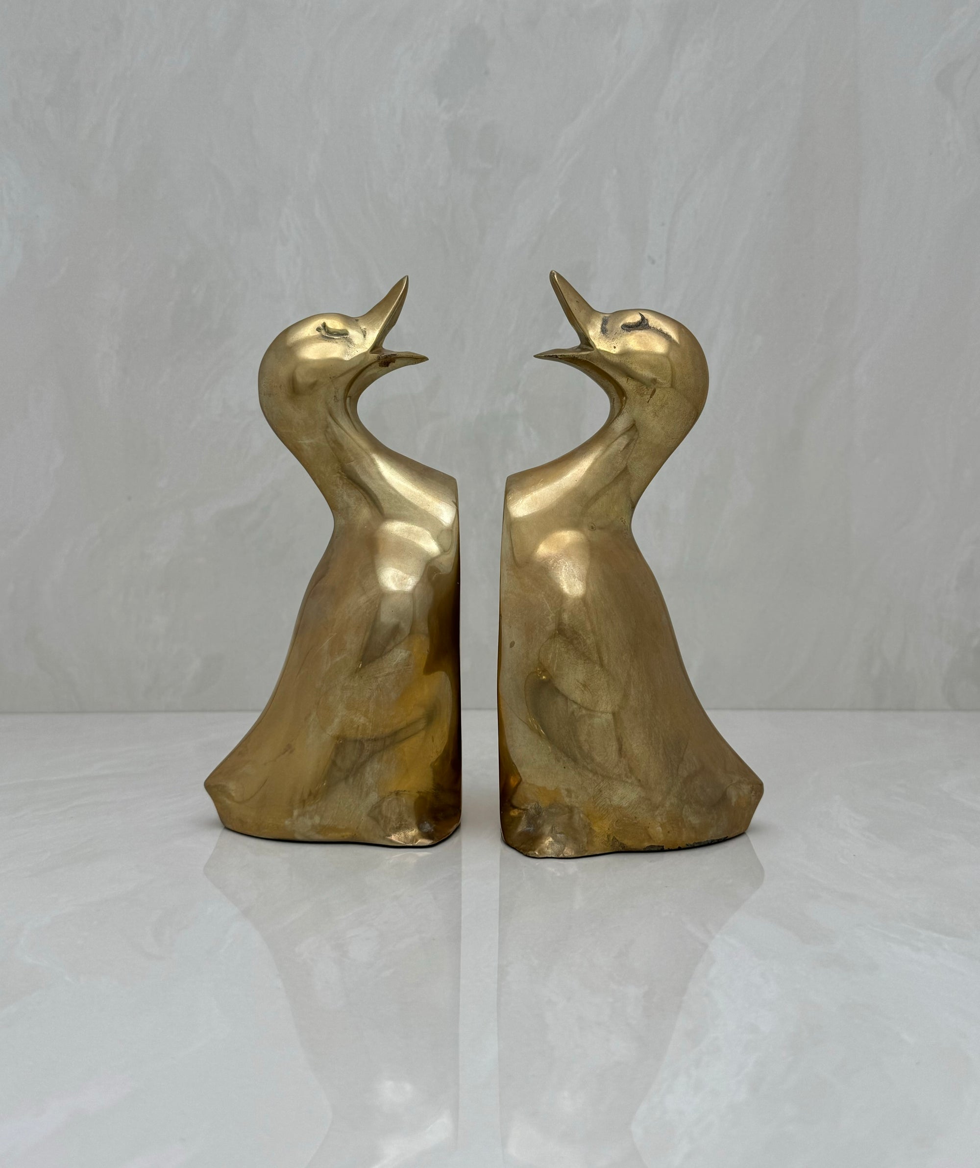 Vintage Brass Duck Bookends-A Pair