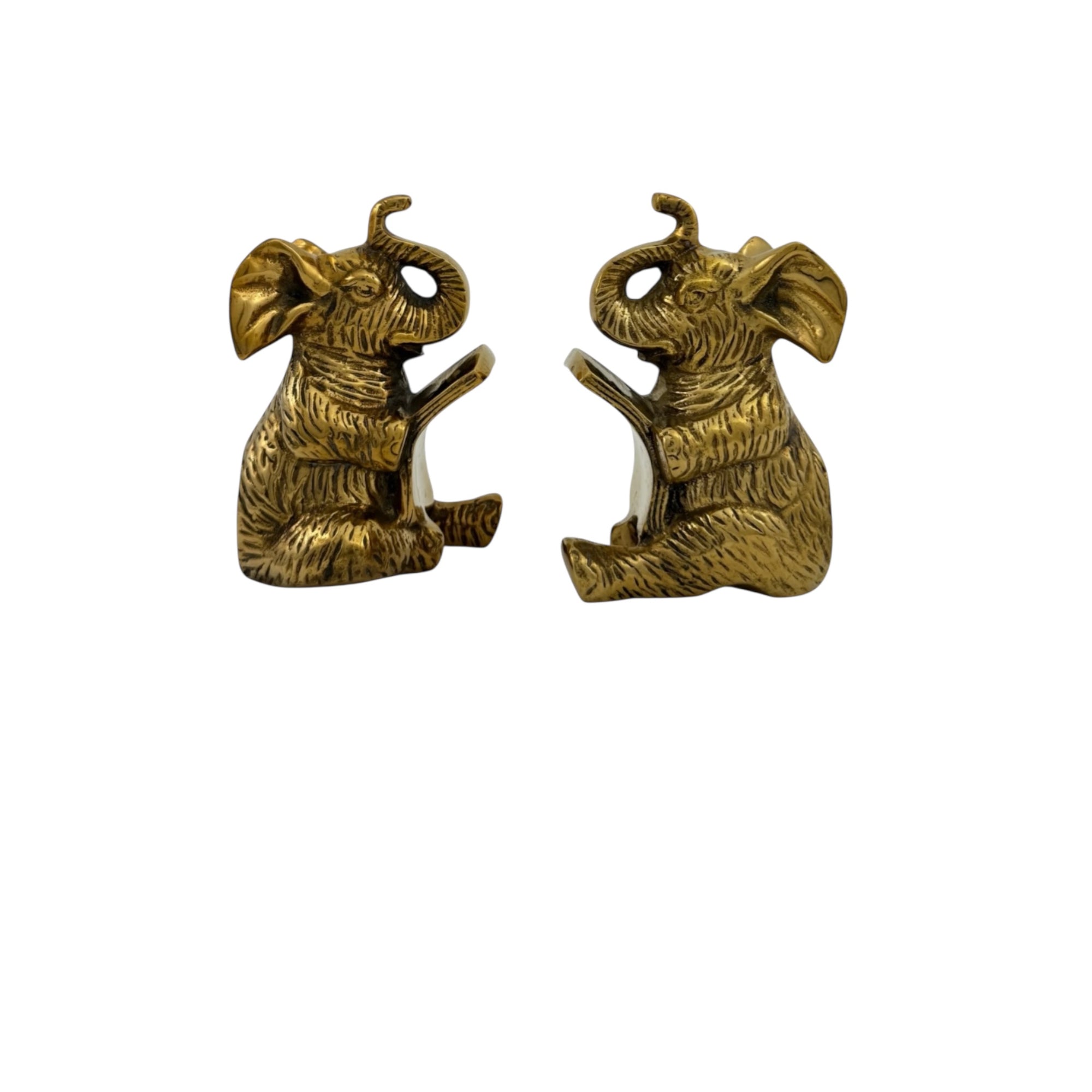 Vintage Brass Elephants Bookends-A Pair