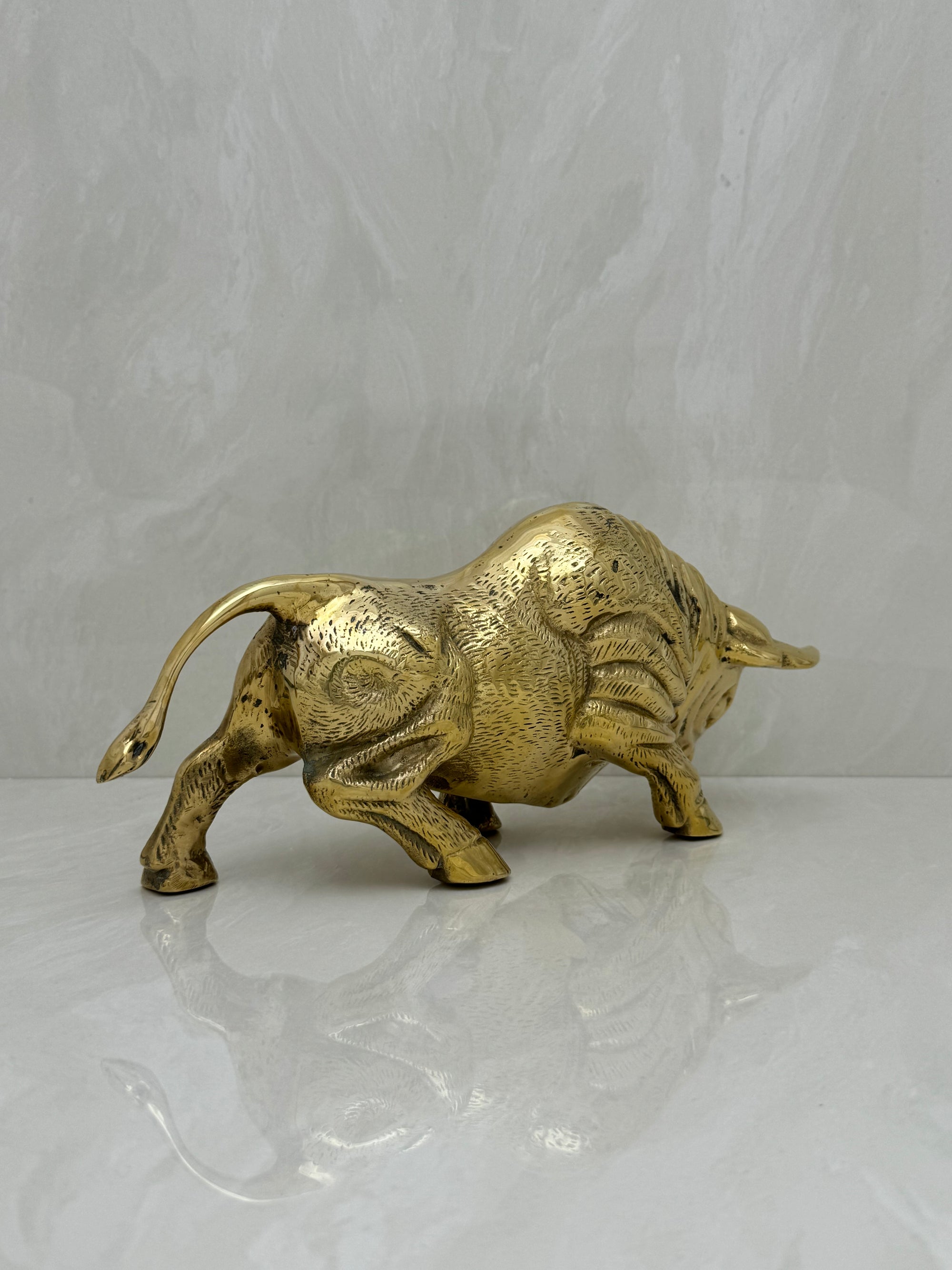 Vintage Brass Charging Bull