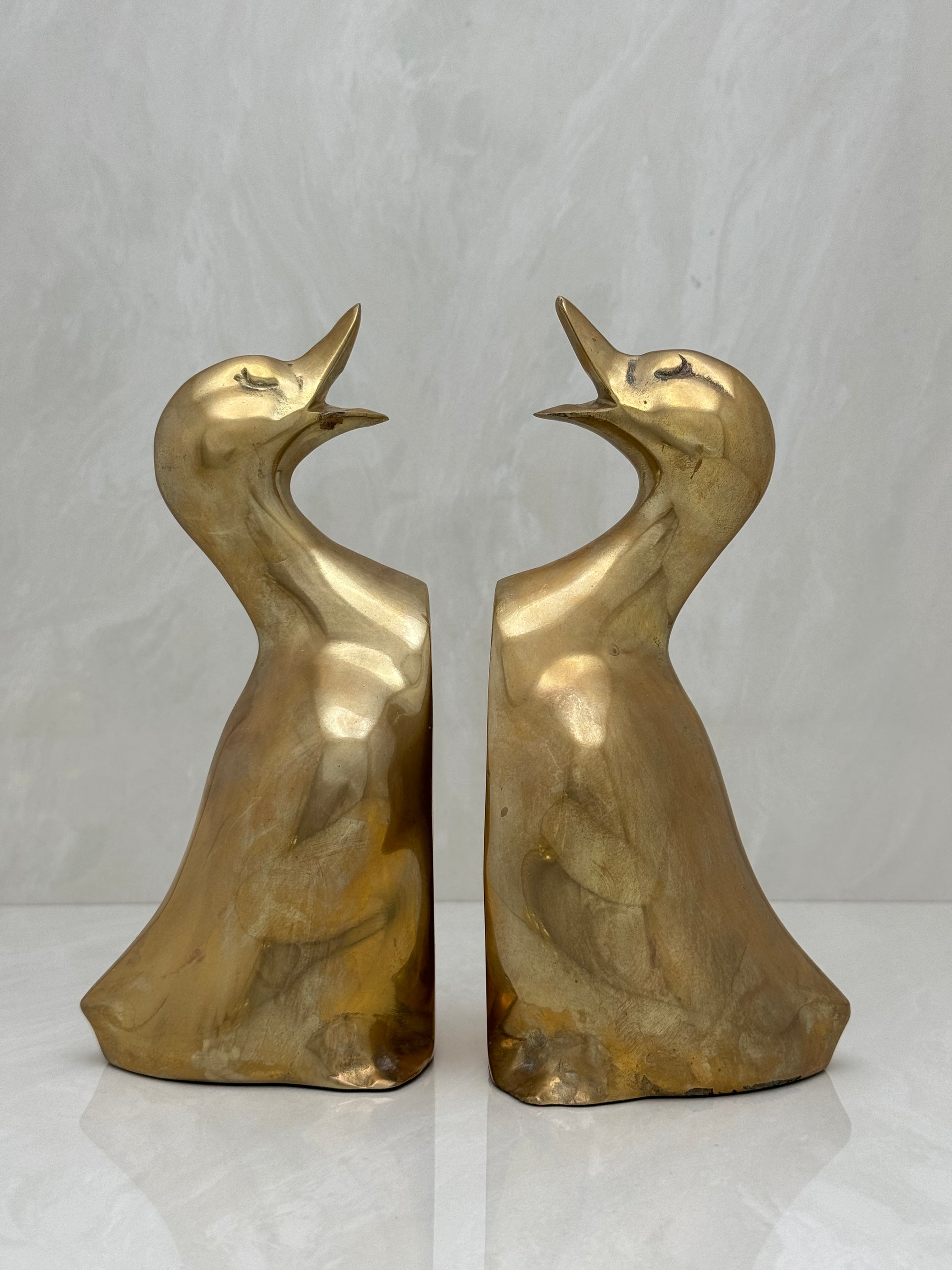 Vintage Brass Duck Bookends-A Pair