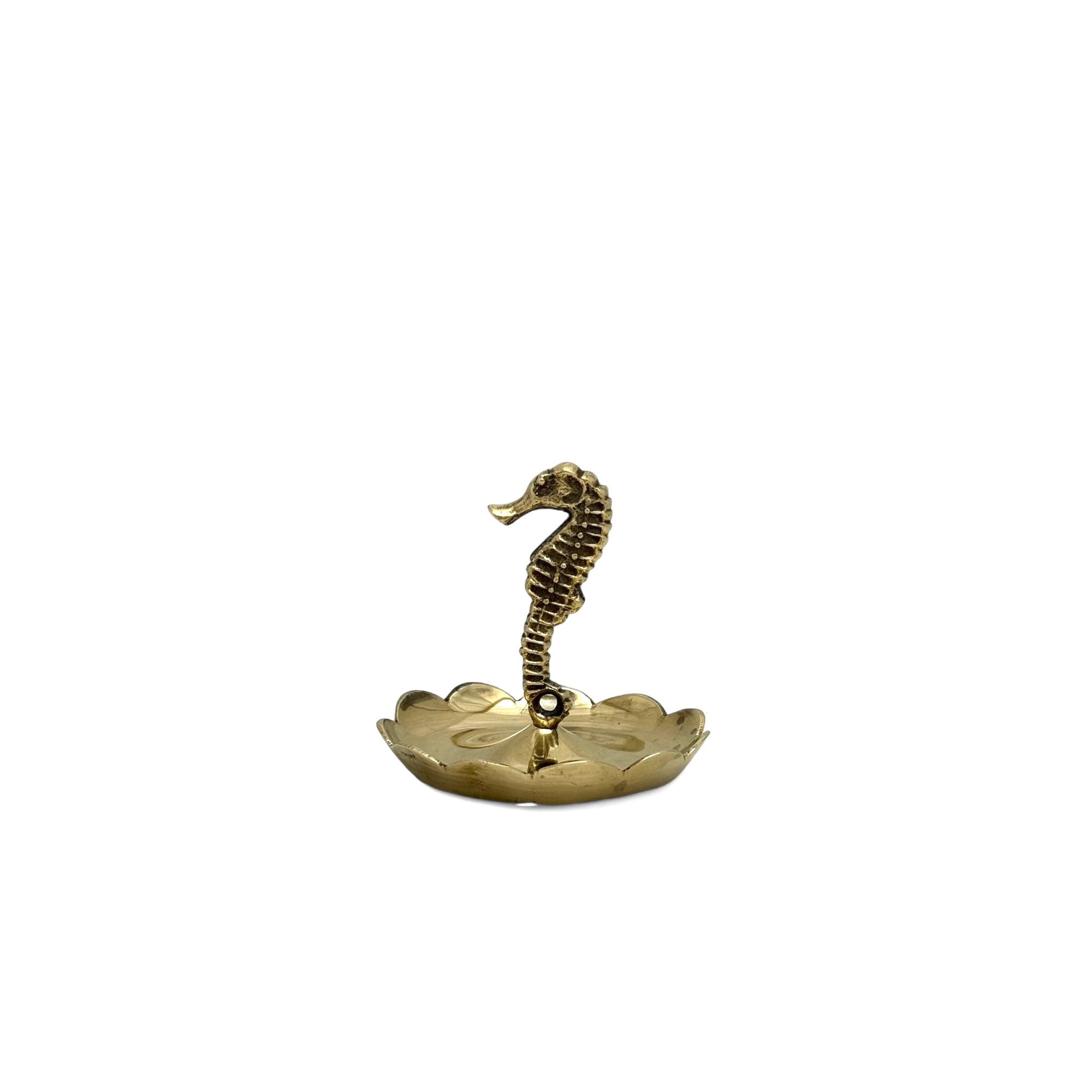 Vintage Brass Seahorse Ring Dish