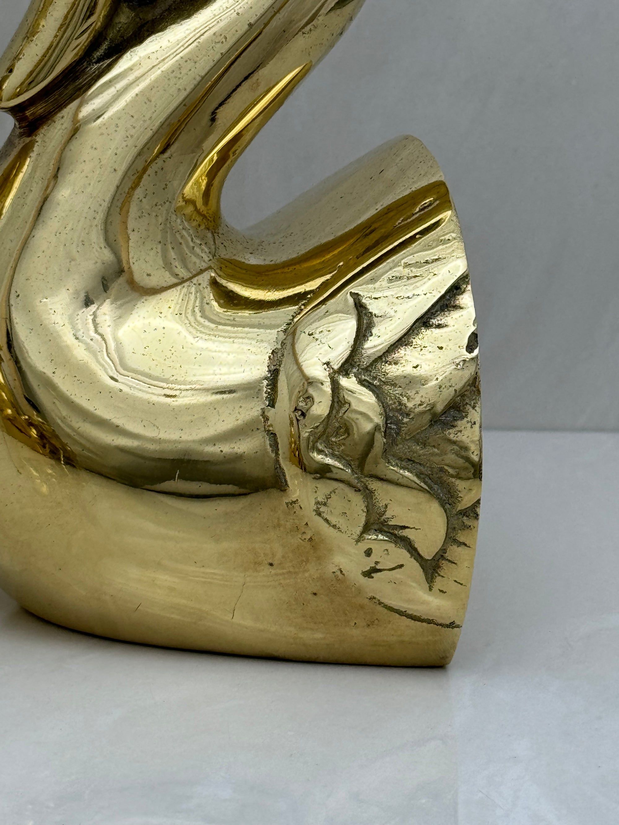 Vintage Brass Swan Bookends- A Pair