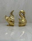 Vintage Brass Swan Bookends- A Pair