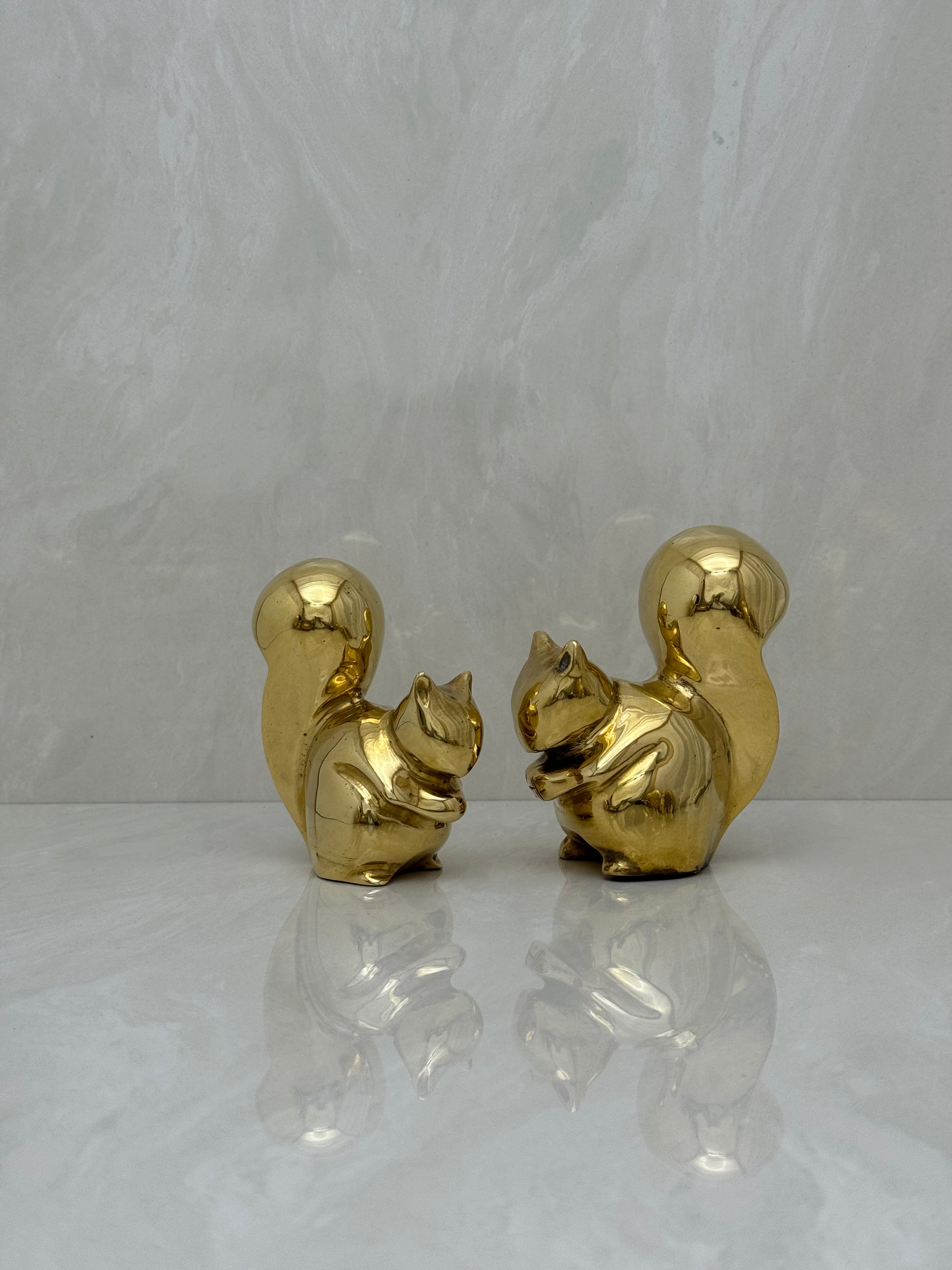 Vintage Brass MCM Squirrels-A Pair