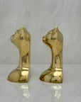 Vintage Brass Cat Head Bookends-A Pair