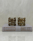 Vintage Brass Floral Candleholders-A Pair