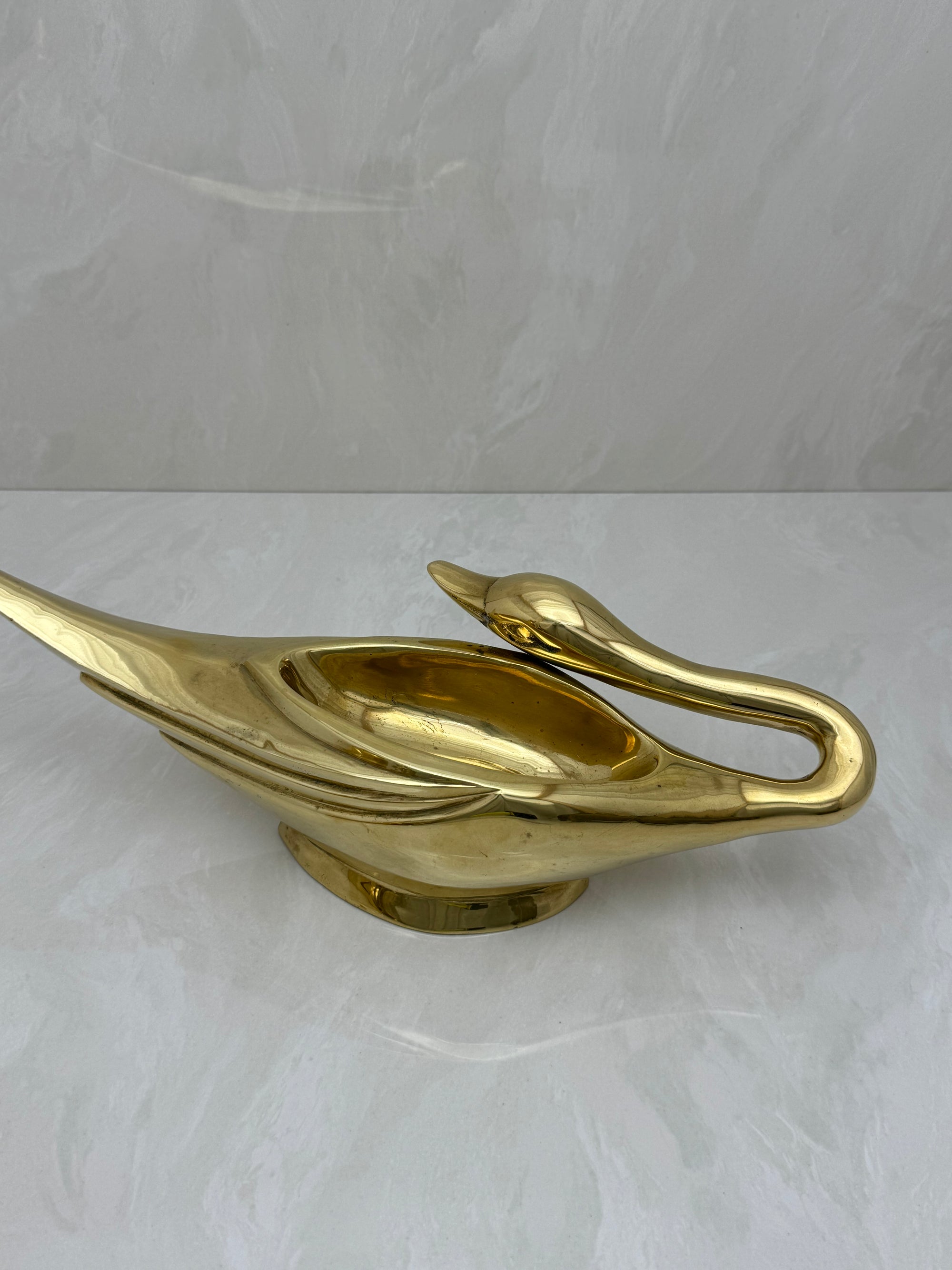 Vintage Brass Swan Trinket Dish