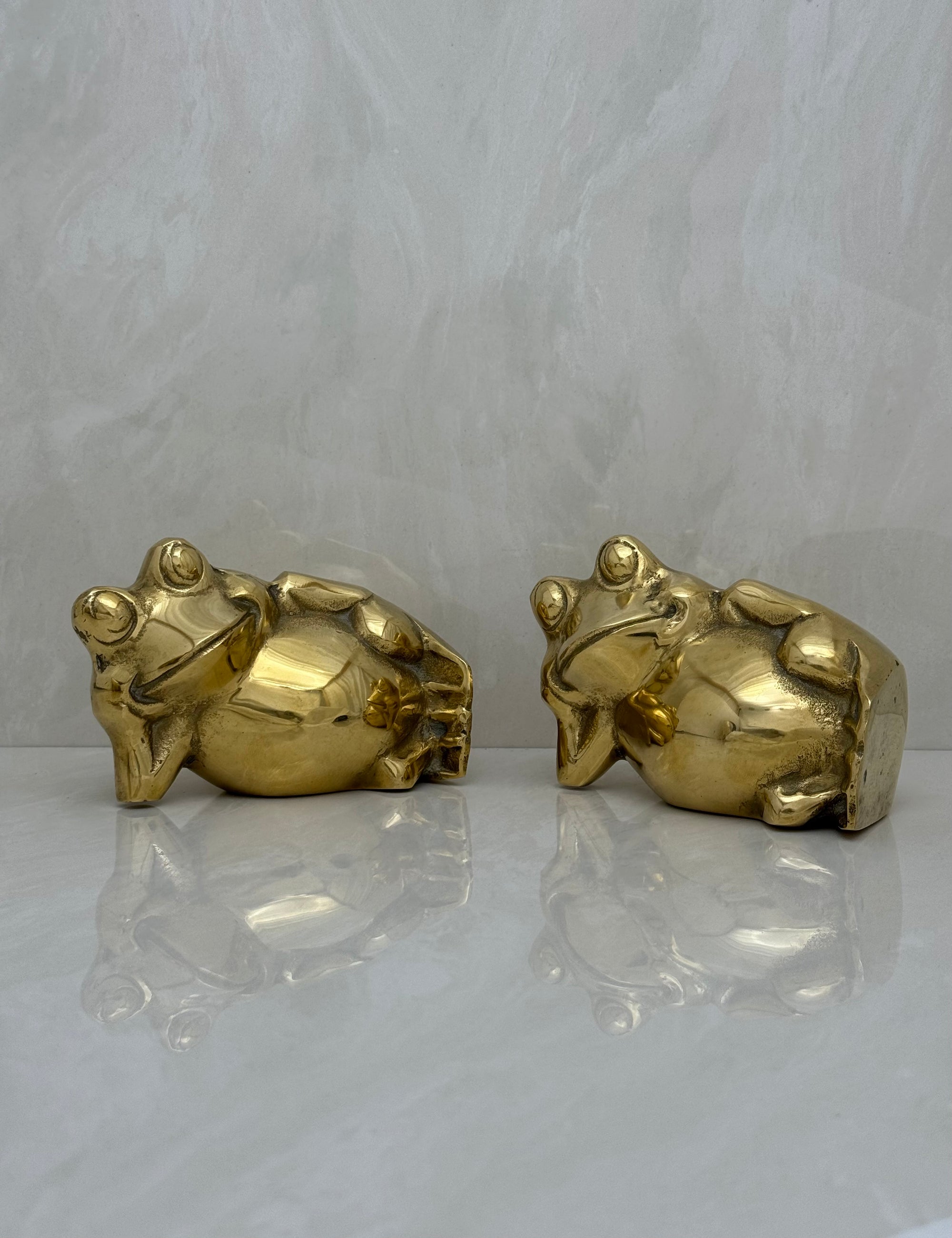 Vintage Brass Relaxing Frogs- A Pair