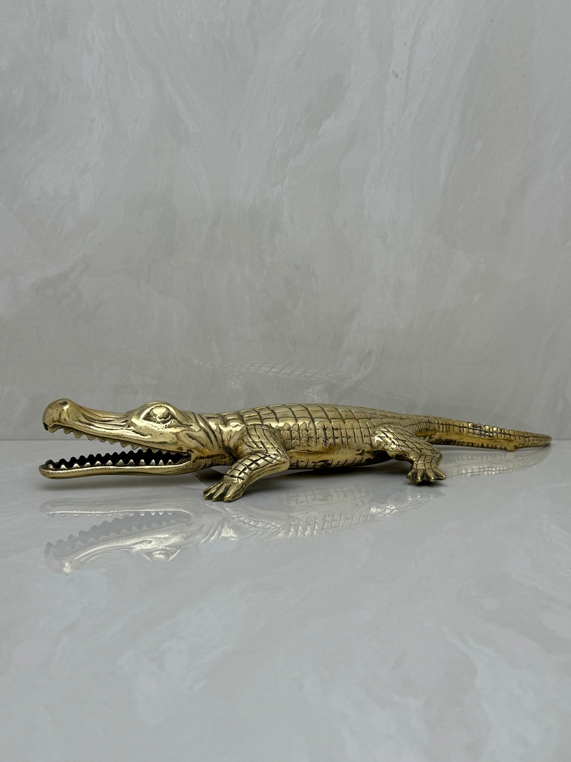 Large Vintage Brass Alligator