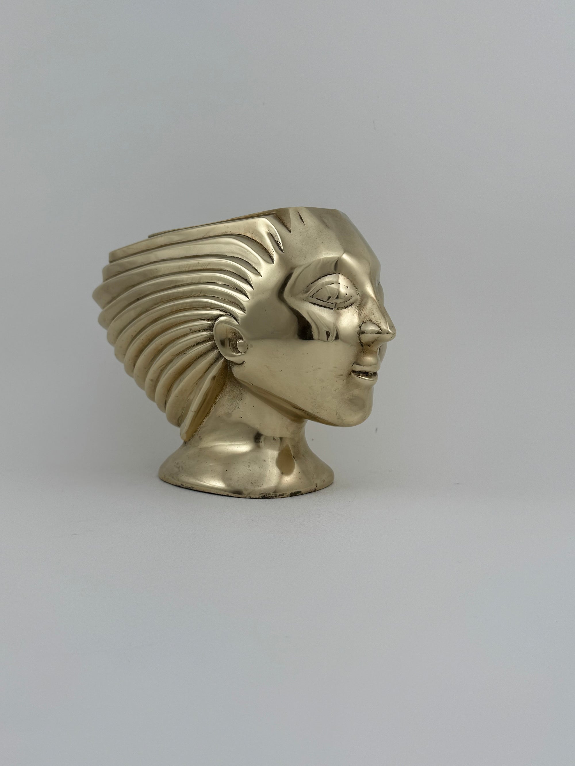 Rare Vintage Dolbi Cashier Brass Woman Head Sculpture – Flowing Hair Bust, 10 lbs