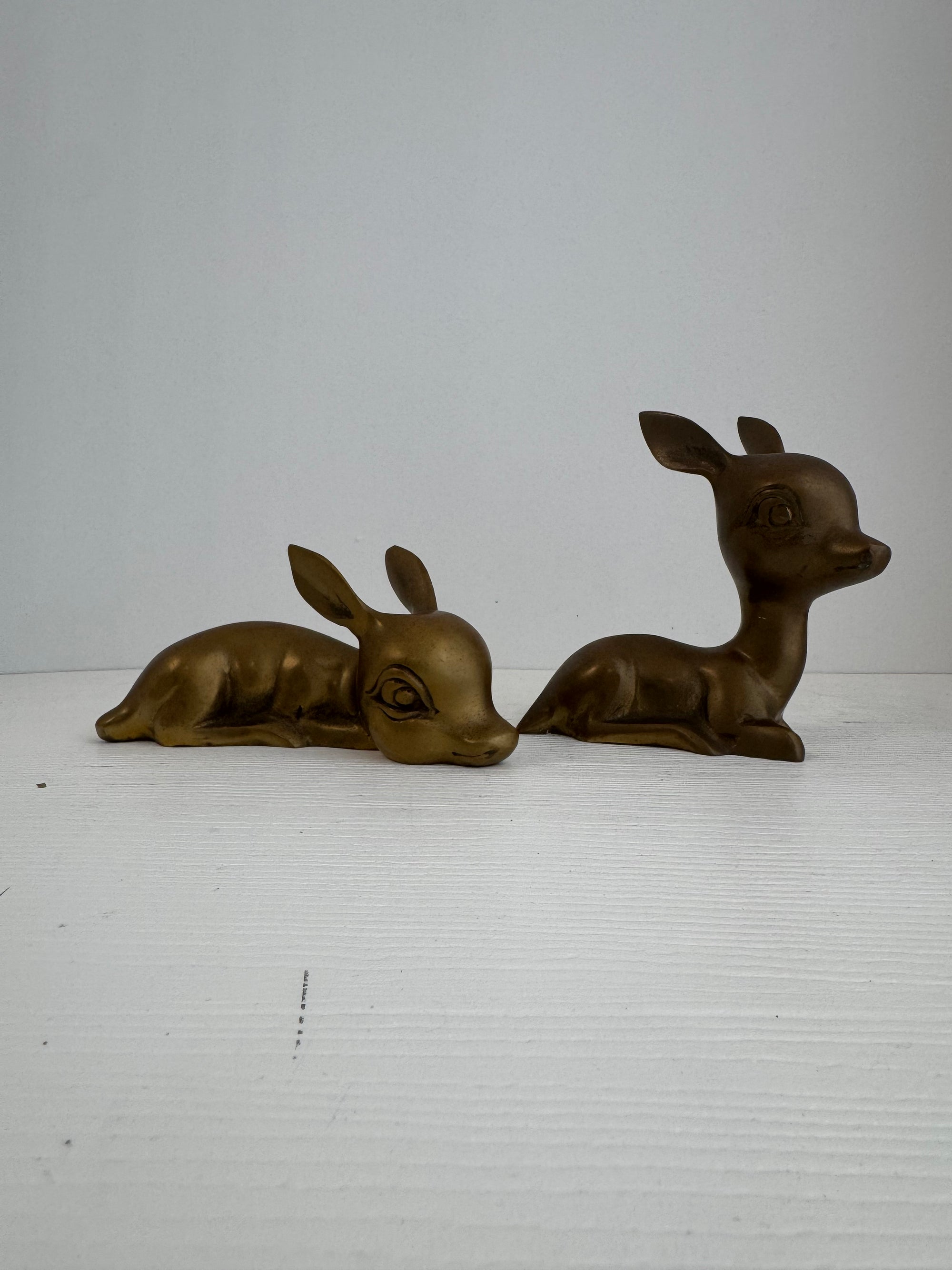 Vintage Brass Resting Deer Pair