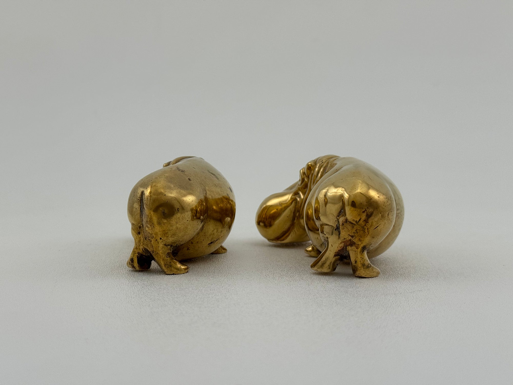 Vintage Brass “House Hippos” – Pair of Brass Figurines