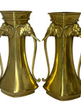 Pair of Heavy Vintage Brass Elephant Vases