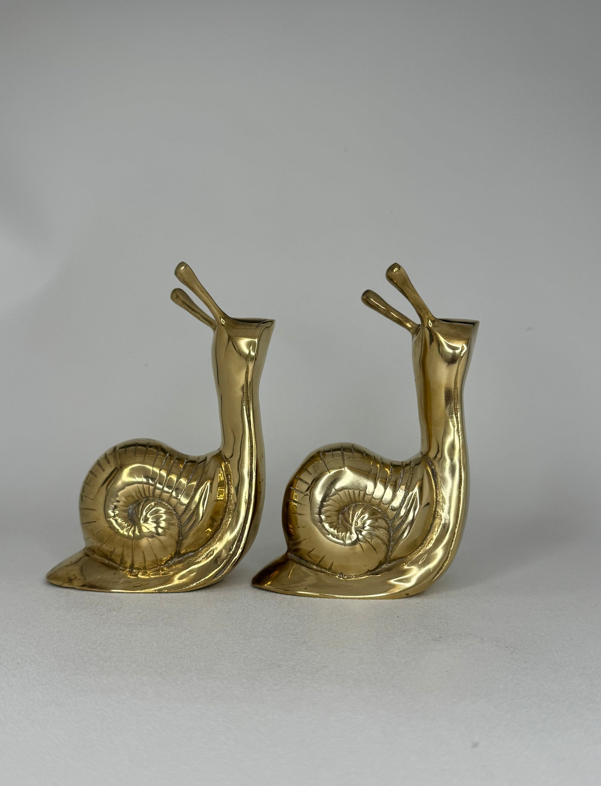 Vintage Brass MCM Snail Bookends-A Pair