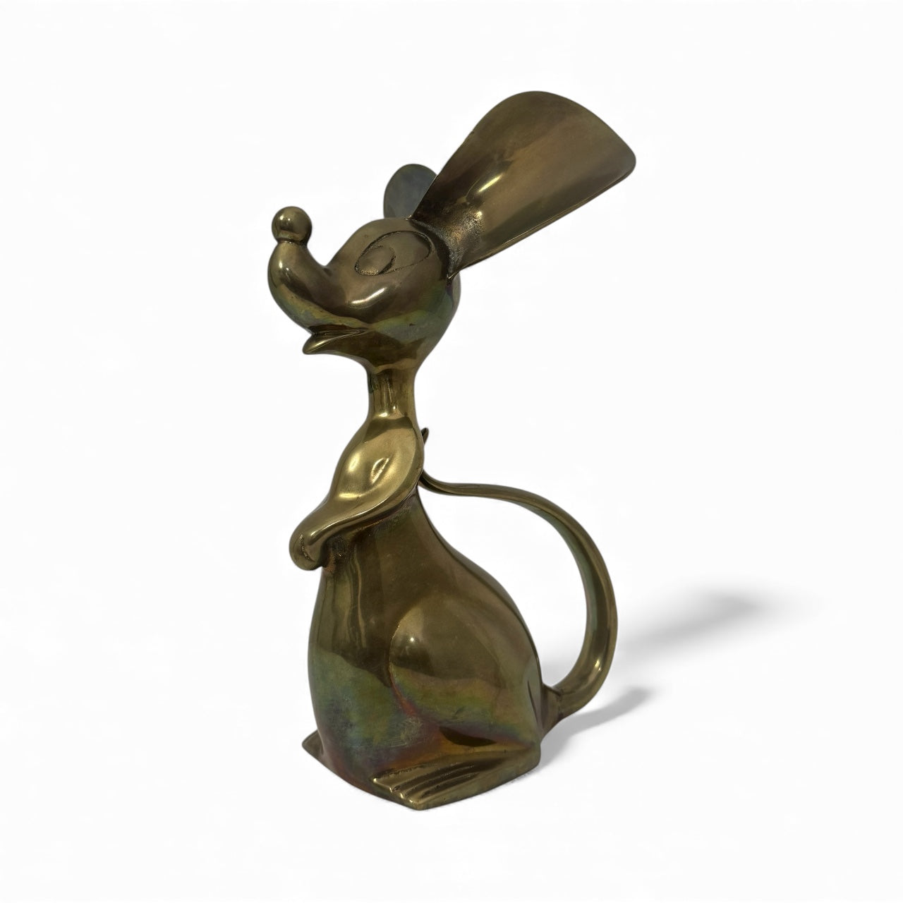 Grand Vintage Mid-Century Modern Brass Mouse Sculpture — Oversized Whimsical Art Accent