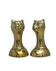 Vintage Brass Cat Head Bookends-A Pair